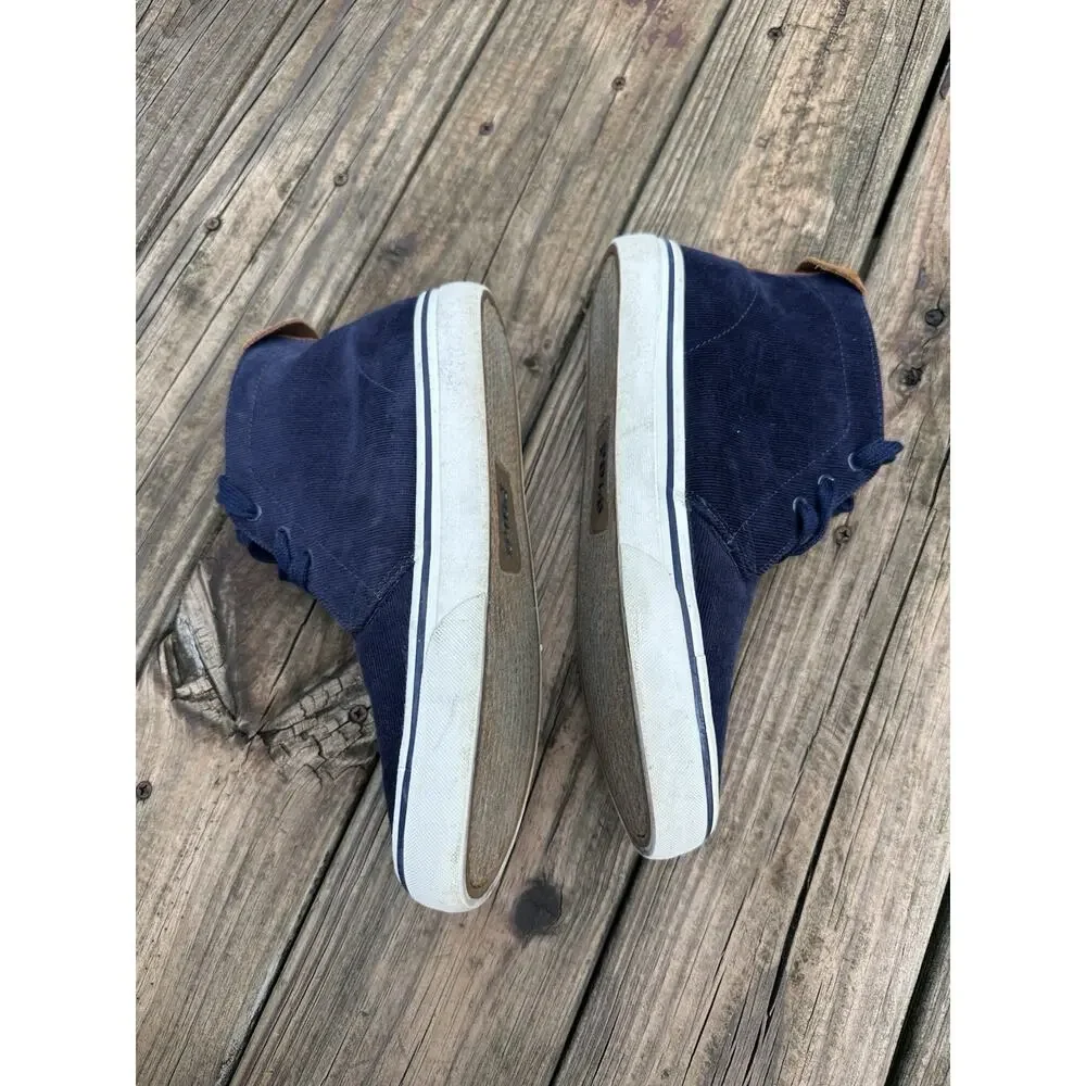 Polo Ralph Lauren Talin Sneakers 10 D Navy Corduroy Suede High Top Flesh Pony